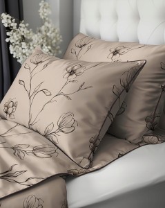 Pościel bawełniana 160x200 Perkal + 2x 70x80 Kwiaty Komplet Premium