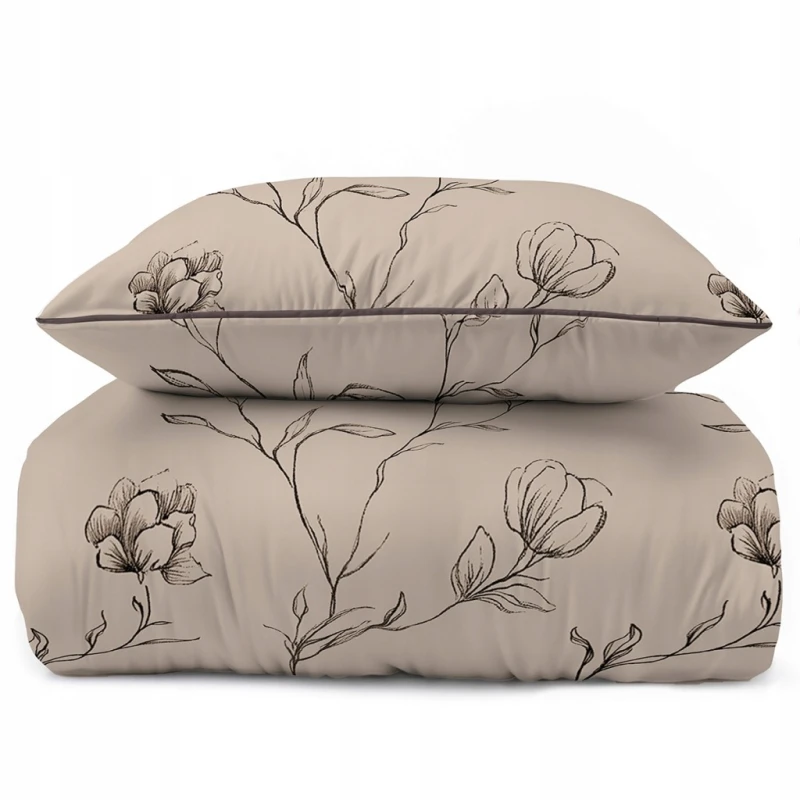 Pościel bawełniana 160x200 Perkal + 2x 70x80 Kwiaty Komplet Premium