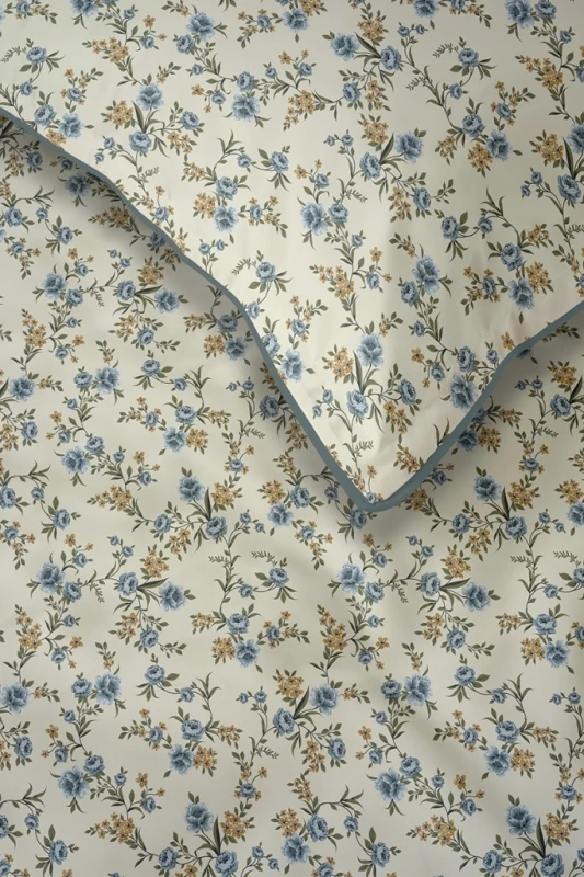 Pościel bawełniana 160x200 Perkal + 2x 70x80 Kwiaty Komplet Premium