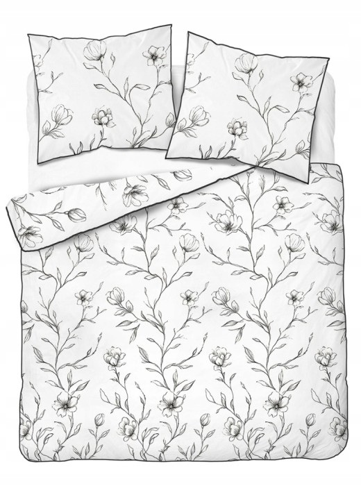 Pościel bawełniana 160x200 Perkal + 2x 70x80 Kwiaty Komplet Premium