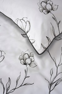 Pościel bawełniana 160x200 Perkal + 2x 70x80 Kwiaty Komplet Premium