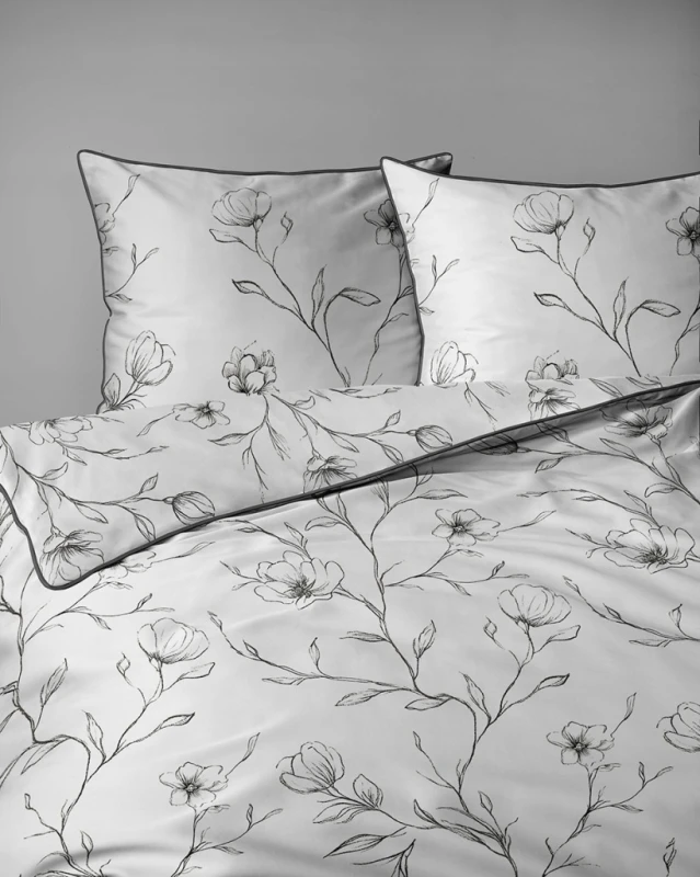 Pościel bawełniana 160x200 Perkal + 2x 70x80 Kwiaty Komplet Premium