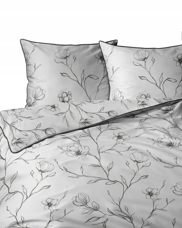 Pościel bawełniana 160x200 Perkal + 2x 70x80 Kwiaty Komplet Premium