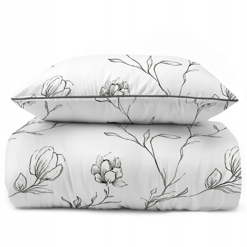 Pościel bawełniana 160x200 Perkal + 2x 70x80 Kwiaty Komplet Premium