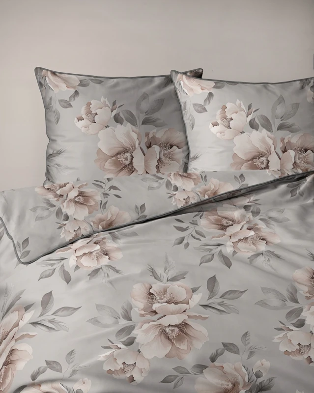 Pościel bawełniana 160x200 Perkal + 2x 70x80 Kwiaty Komplet Premium