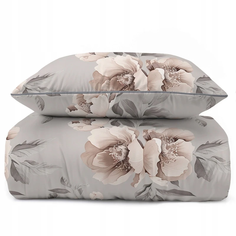 Pościel bawełniana 160x200 Perkal + 2x 70x80 Kwiaty Komplet Premium