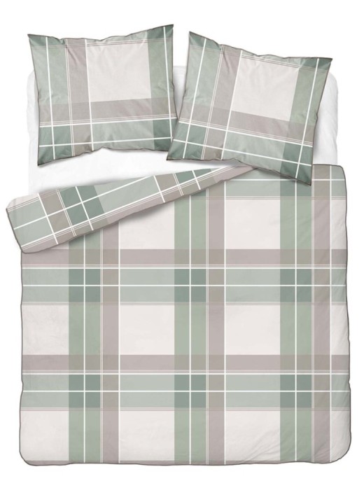 Pościel bawełniana 160x200 Perkal + 2x 70x80 Krata Komplet Premium