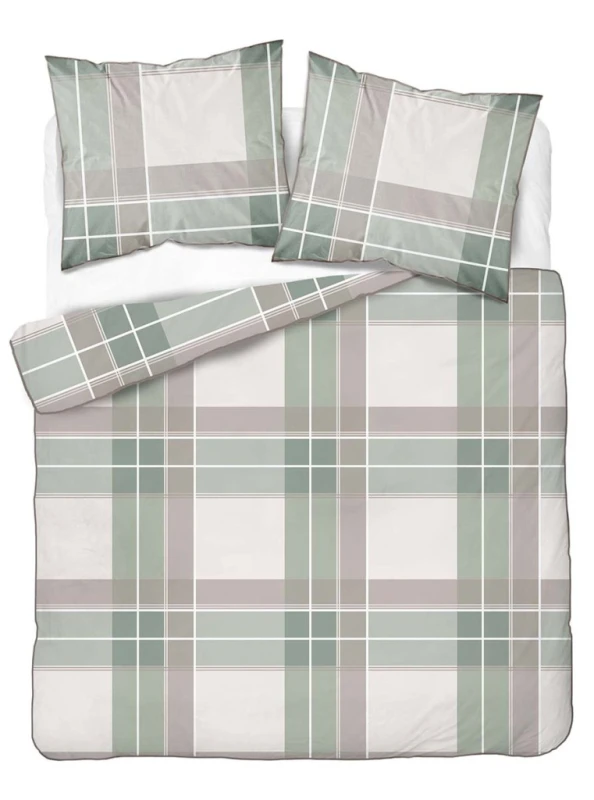 Pościel bawełniana 160x200 Perkal + 2x 70x80 Krata Komplet Premium