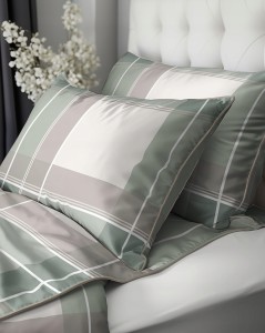 Pościel bawełniana 160x200 Perkal + 2x 70x80 Krata Komplet Premium