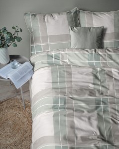 Pościel bawełniana 160x200 Perkal + 2x 70x80 Krata Komplet Premium