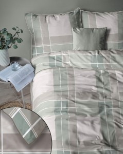 Pościel bawełniana 160x200 Perkal + 2x 70x80 Krata Komplet Premium