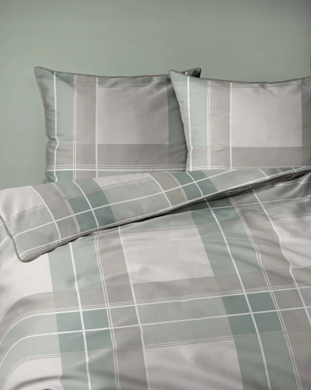 Pościel bawełniana 160x200 Perkal + 2x 70x80 Krata Komplet Premium