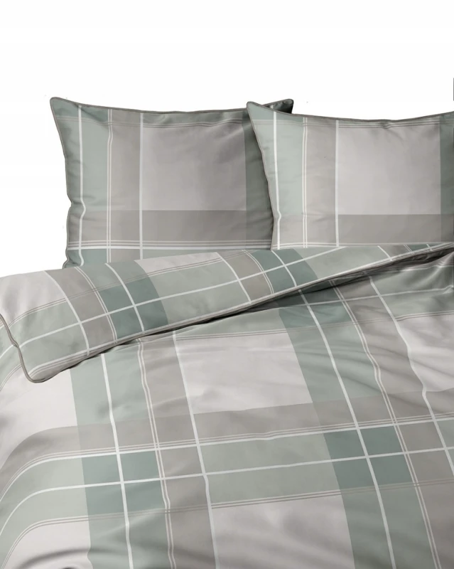 Pościel bawełniana 160x200 Perkal + 2x 70x80 Krata Komplet Premium