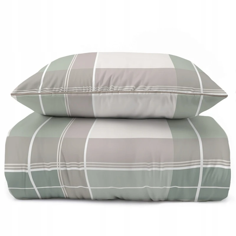 Pościel bawełniana 160x200 Perkal + 2x 70x80 Krata Komplet Premium