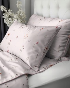 Pościel bawełniana 160x200 Perkal + 2x 70x80 Kwiaty Komplet Premium