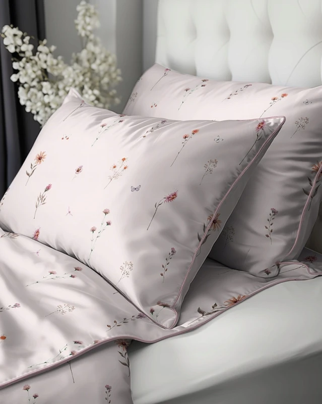 Pościel bawełniana 160x200 Perkal + 2x 70x80 Kwiaty Komplet Premium