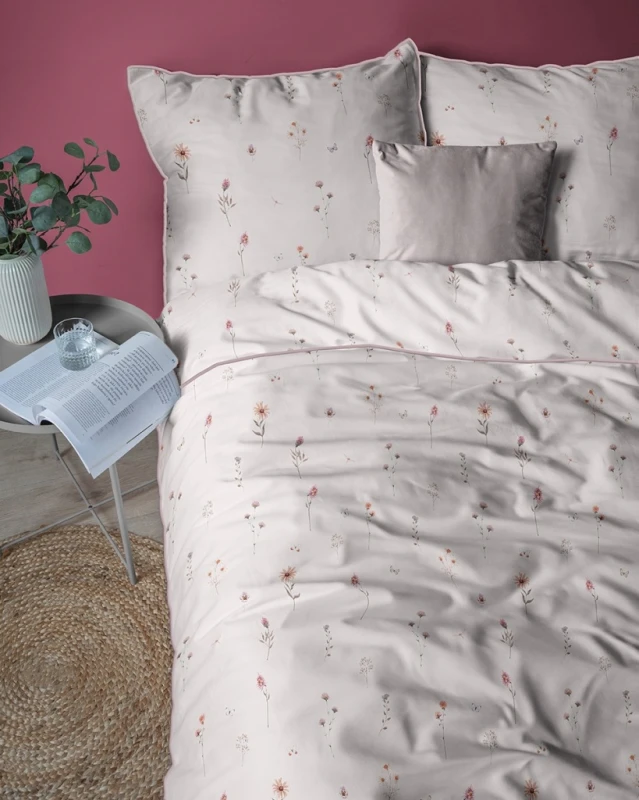 Pościel bawełniana 160x200 Perkal + 2x 70x80 Kwiaty Komplet Premium