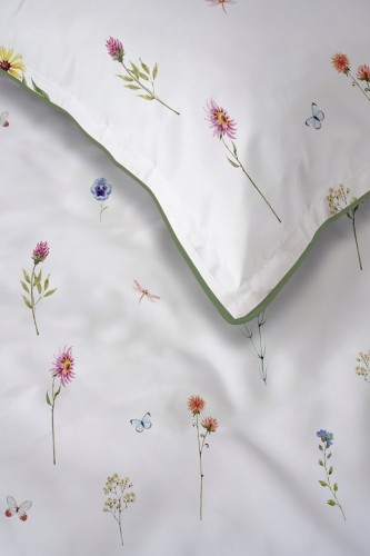 Pościel bawełniana 160x200 Perkal + 2x 70x80 Kwiaty Komplet Premium