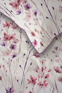 Pościel bawełniana 160x200 Perkal + 2x 70x80 Kwiaty Komplet Premium