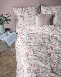 Pościel bawełniana 160x200 Perkal + 2x 70x80 Kwiaty Komplet Premium