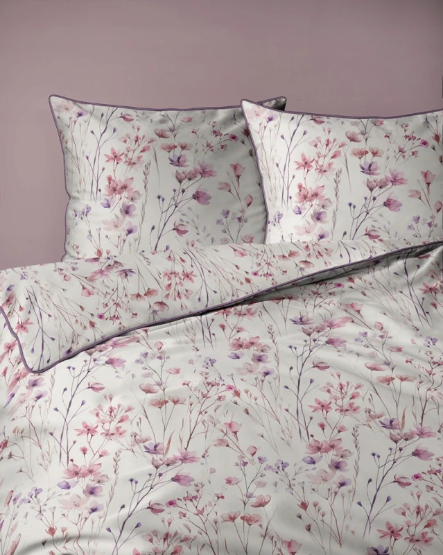 Pościel bawełniana 160x200 Perkal + 2x 70x80 Kwiaty Komplet Premium