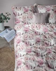 Pościel bawełniana 160x200 Perkal + 2x 70x80 Kwiaty Komplet Premium