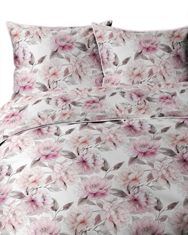 Pościel bawełniana 160x200 Perkal + 2x 70x80 Kwiaty Komplet Premium