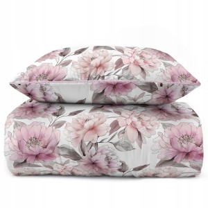 Pościel bawełniana 160x200 Perkal + 2x 70x80 Kwiaty Komplet Premium