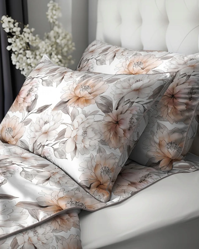 Pościel bawełniana 160x200 Perkal + 2x 70x80 Kwiaty Komplet Premium