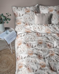 Pościel bawełniana 160x200 Perkal + 2x 70x80 Kwiaty Komplet Premium