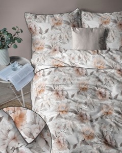 Pościel bawełniana 160x200 Perkal + 2x 70x80 Kwiaty Komplet Premium