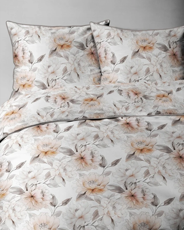 Pościel bawełniana 160x200 Perkal + 2x 70x80 Kwiaty Komplet Premium