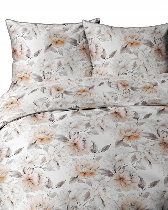 Pościel bawełniana 160x200 Perkal + 2x 70x80 Kwiaty Komplet Premium