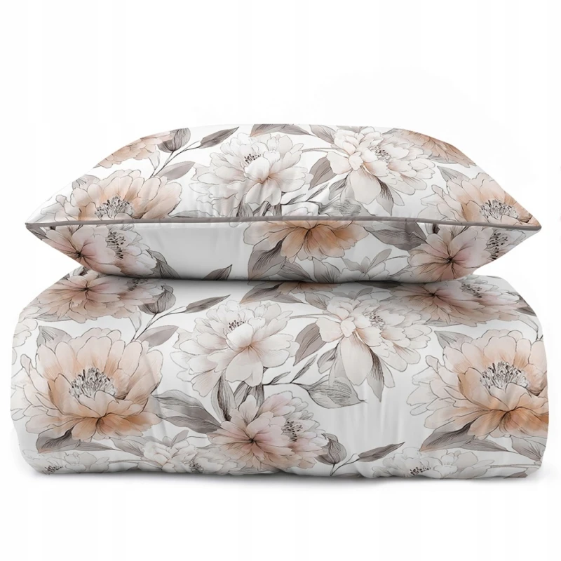 Pościel bawełniana 160x200 Perkal + 2x 70x80 Kwiaty Komplet Premium