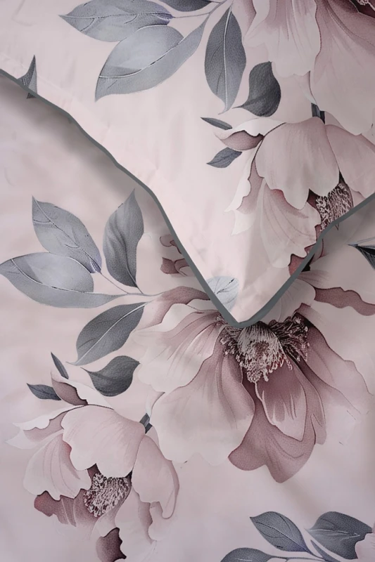 Pościel bawełniana 160x200 Perkal + 2x 70x80 Kwiaty Komplet Premium
