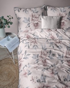 Pościel bawełniana 160x200 Perkal + 2x 70x80 Kwiaty Komplet Premium