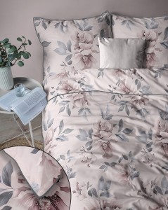 Pościel bawełniana 160x200 Perkal + 2x 70x80 Kwiaty Komplet Premium