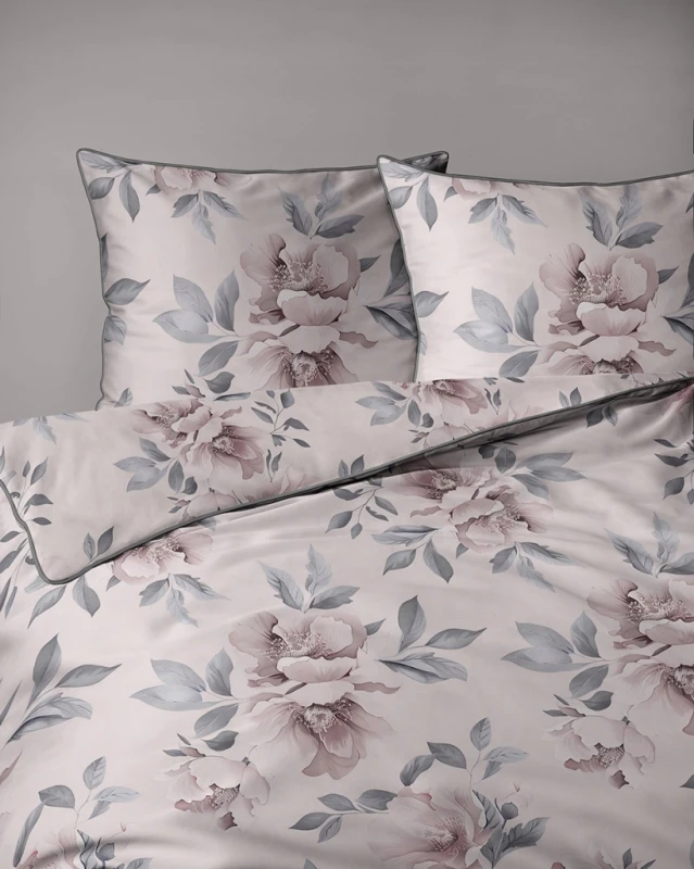 Pościel bawełniana 160x200 Perkal + 2x 70x80 Kwiaty Komplet Premium