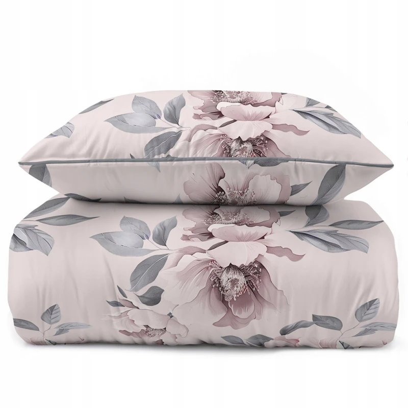 Pościel bawełniana 160x200 Perkal + 2x 70x80 Kwiaty Komplet Premium