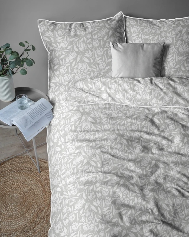 Pościel bawełniana 160x200 Perkal + 2x 70x80 Kwiaty Komplet Premium