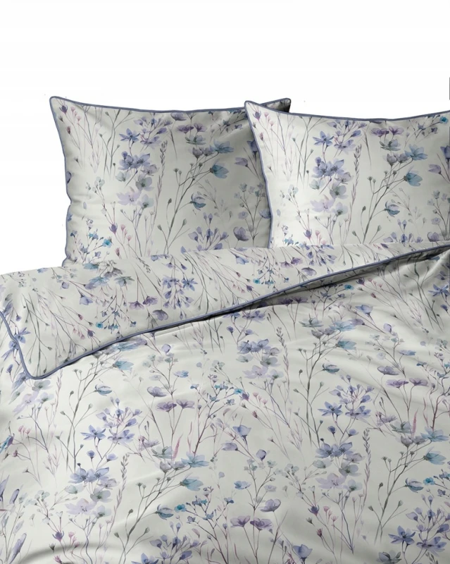 Pościel bawełniana 160x200 Perkal + 2x 70x80 Kwiaty Komplet Premium