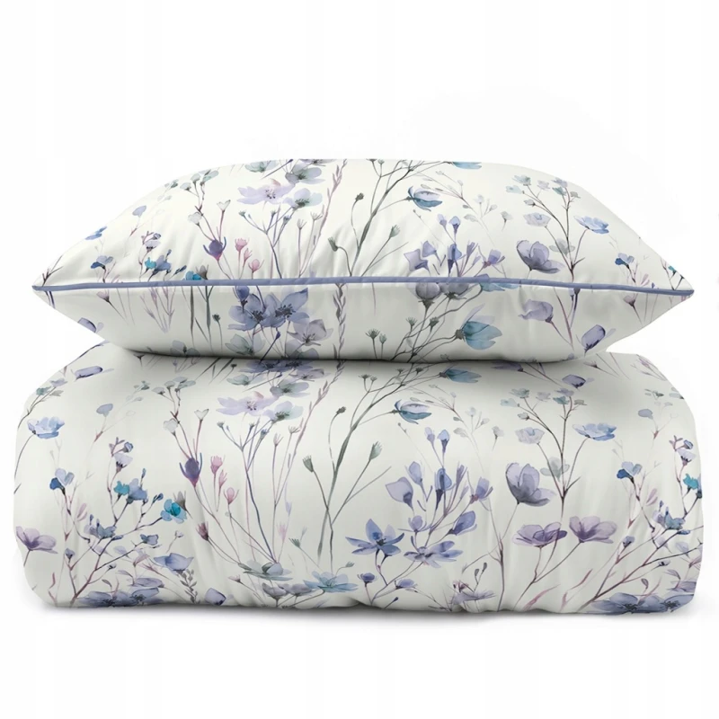 Pościel bawełniana 160x200 Perkal + 2x 70x80 Kwiaty Komplet Premium