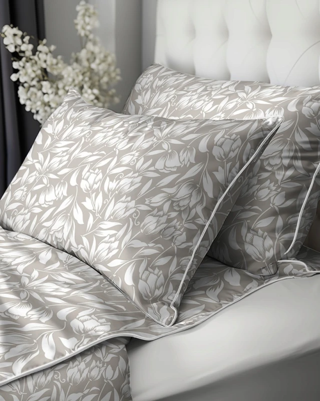 Pościel bawełniana 160x200 Perkal + 2x 70x80 Kwiaty Komplet Premium