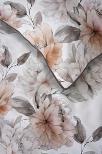 Pościel bawełniana 220x200 Perkal + 2x 70x80 Kwiaty Komplet Premium