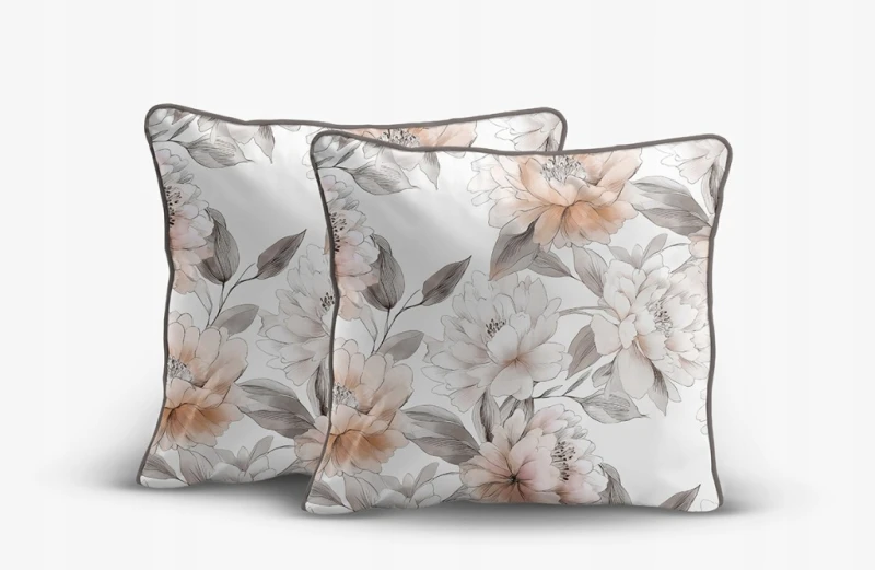 Pościel bawełniana 220x200 Perkal + 2x 70x80 Kwiaty Komplet Premium