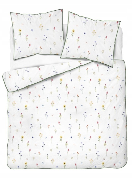 Pościel bawełniana 220x200 Perkal + 2x 70x80 Kwiaty Komplet Premium