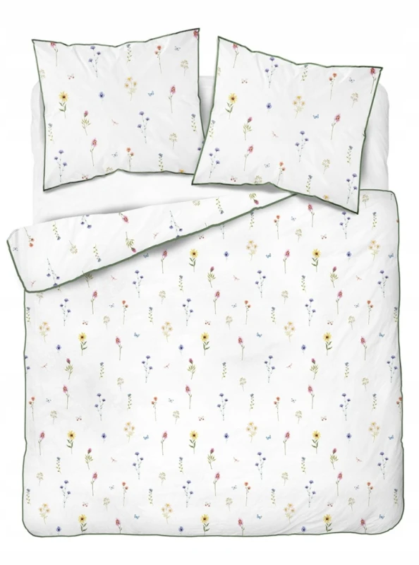 Pościel bawełniana 220x200 Perkal + 2x 70x80 Kwiaty Komplet Premium