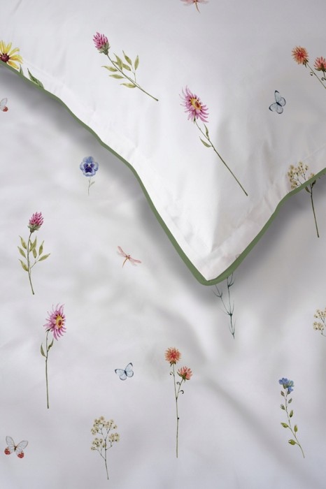 Pościel bawełniana 220x200 Perkal + 2x 70x80 Kwiaty Komplet Premium