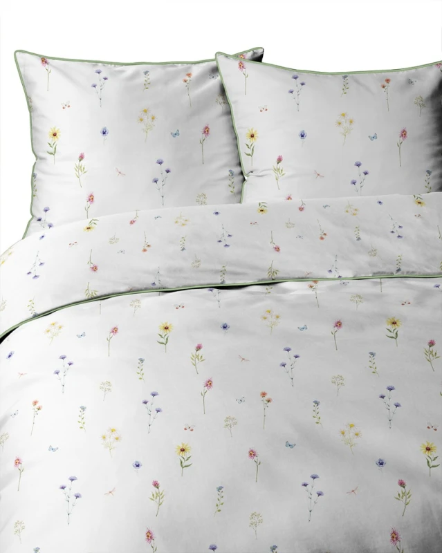 Pościel bawełniana 220x200 Perkal + 2x 70x80 Kwiaty Komplet Premium