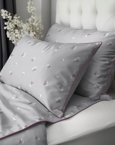 Pościel bawełniana 220x200 Perkal + 2x 70x80 Kwiaty Komplet Premium